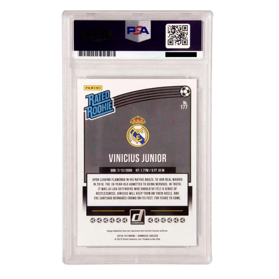 Vinicius Jr Signed 2018-19 Panini Donruss Rated Rookie #177 – PSA 10 Autograph